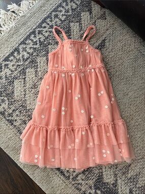 Cat & Jack Coral Pink Daisy Tulle Dress
